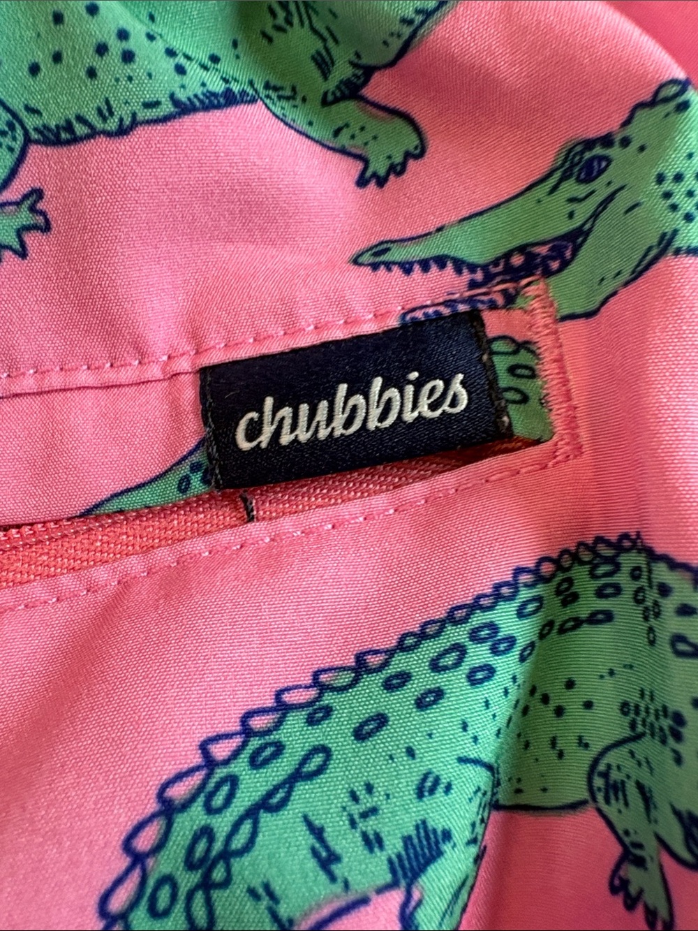 chubbies Pink Swim Trunks with Green Alligator Print - Picture 5 of 8